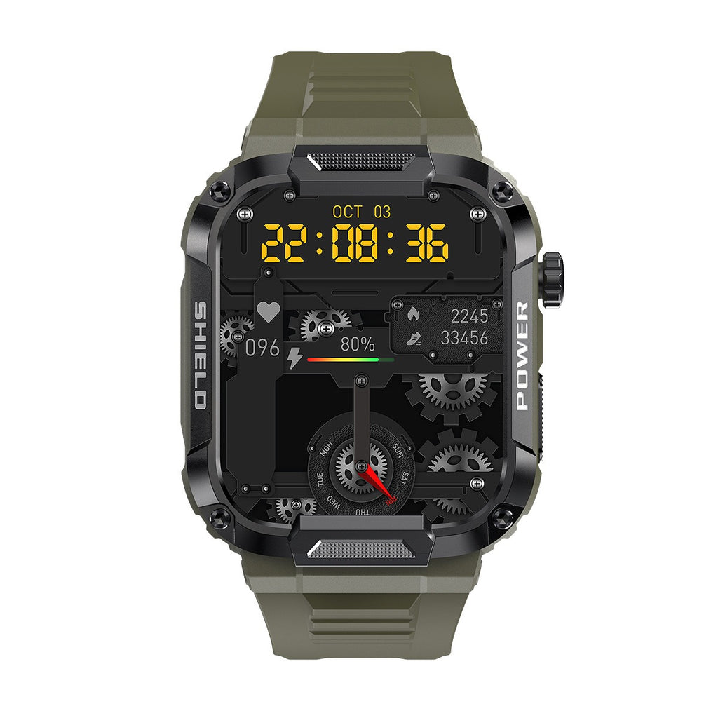 Ceas SmartWatch Militar MK66, Bratara Silicon Army Green