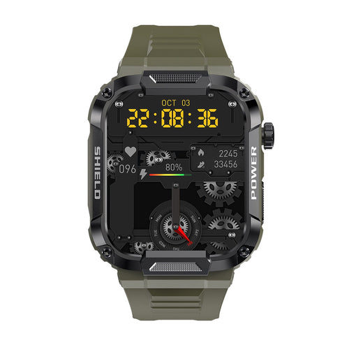 Ceas SmartWatch Militar MK66, Bratara Silicon Army Green