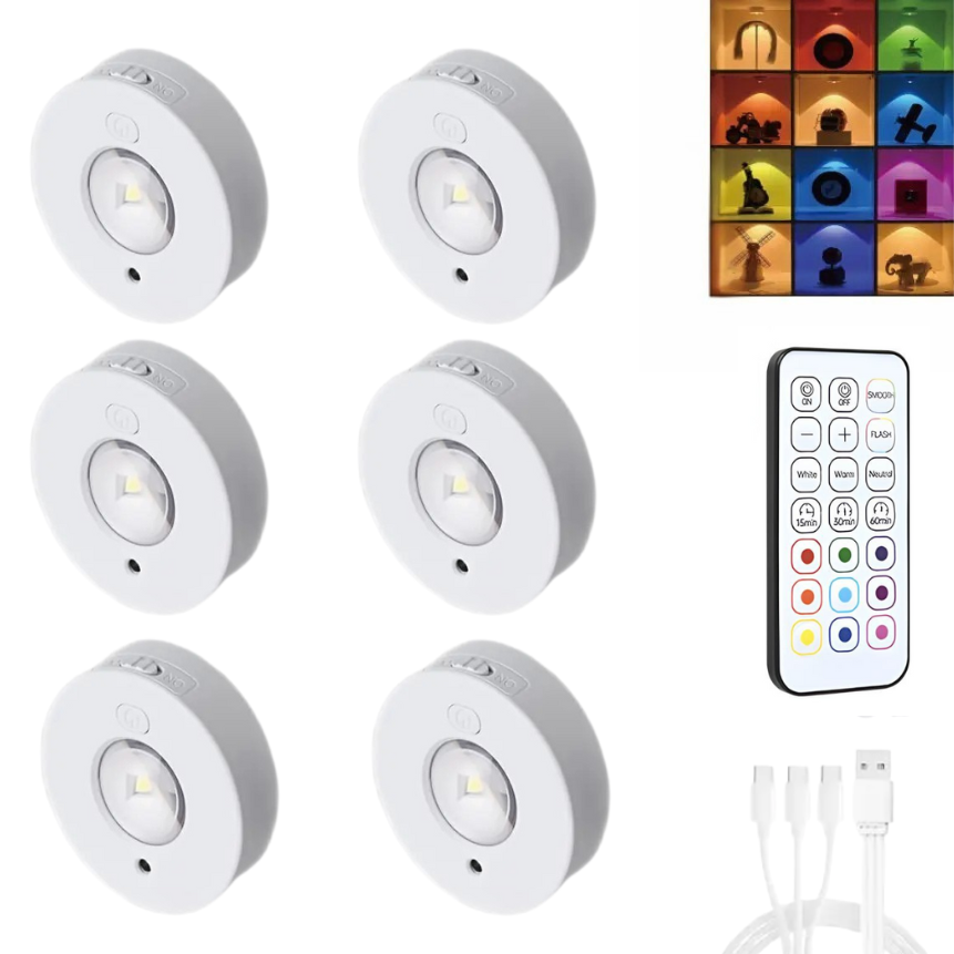 Set 6 Lampi LED RGB cu Telecomanda