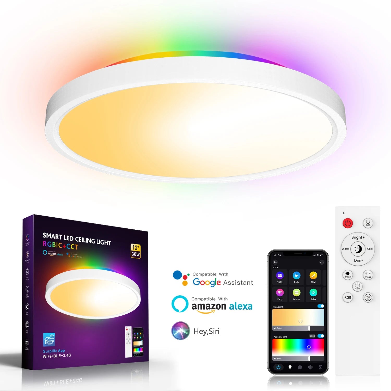Plafoniera LED RGB Inteligenta WIFI+Bluetooth 30W 2600lm