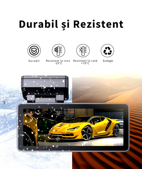 Camera Auto DVR, Ecran de 3.4" Fata 4K UHD, Spate2K QHD, GPS-Incorporat