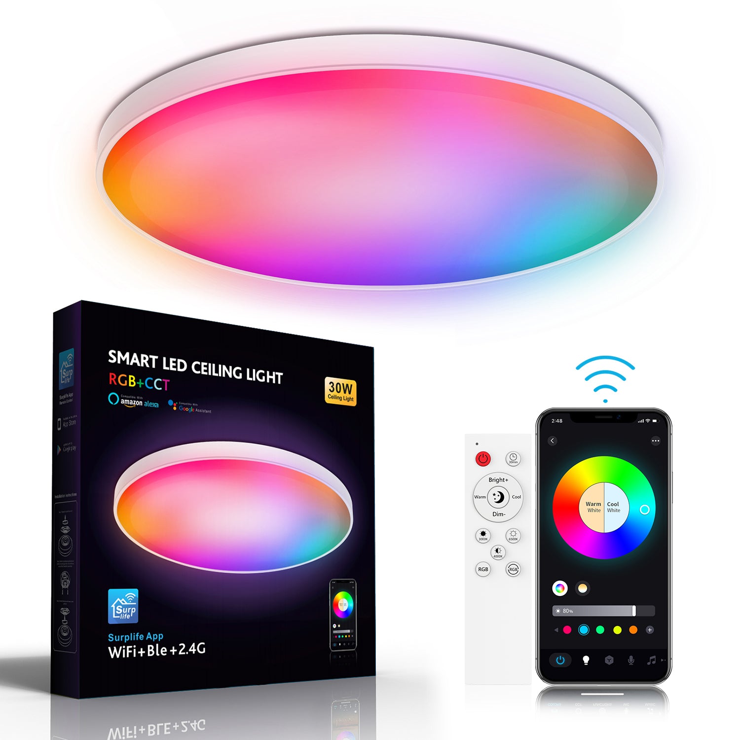 Plafoniera LED RGB Inteligenta WIFI+Bluetooth 30W 2600lm