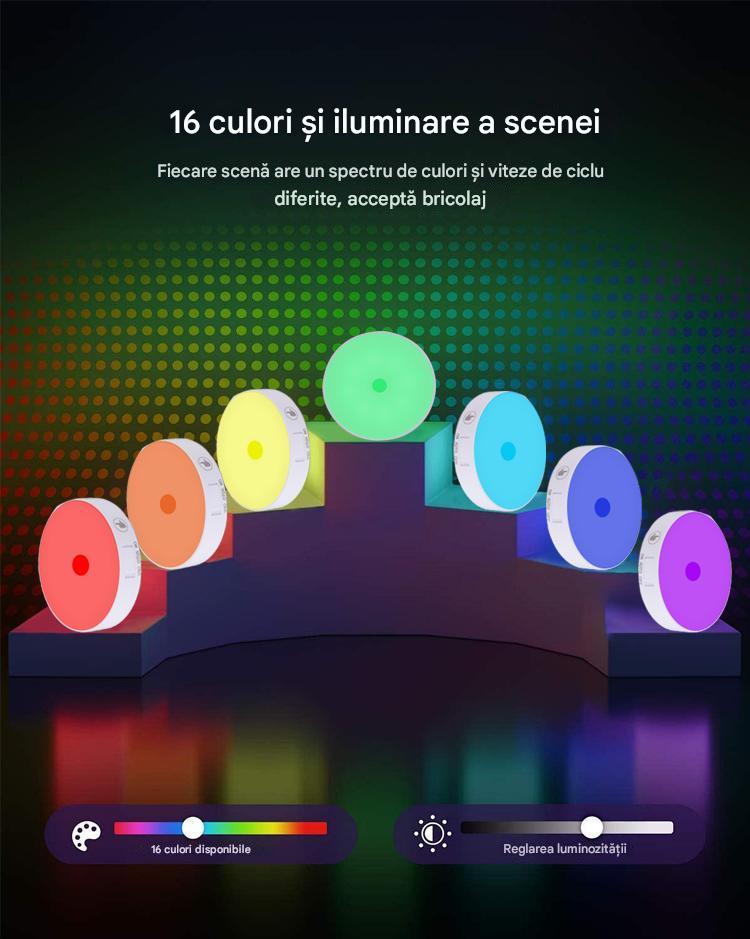 Set 6 Lampi LED RGB Cu senzor de miscare